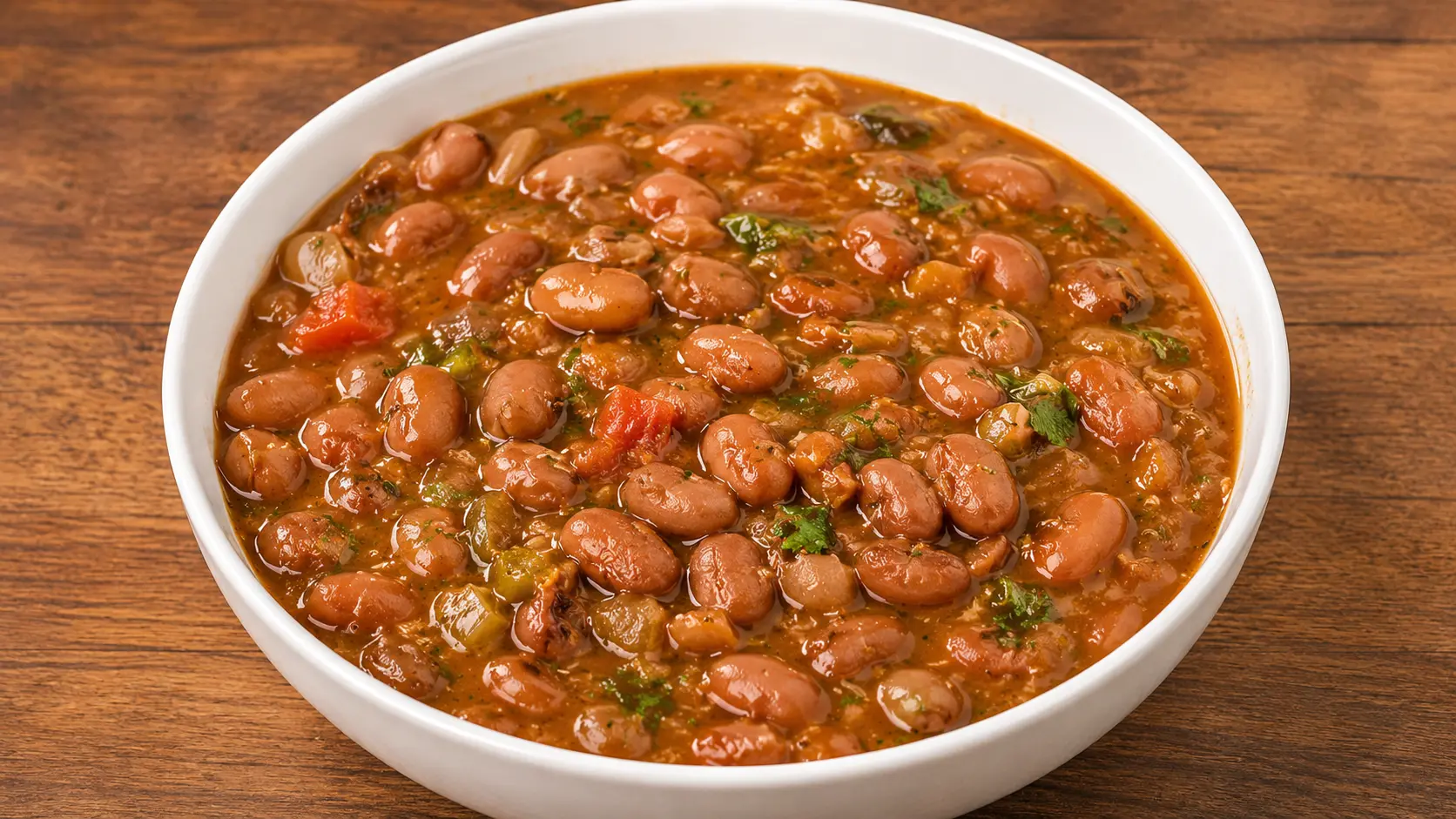 Frijoles charros Mexican bean stew side dish at La Taqueria in Winnipeg, MB